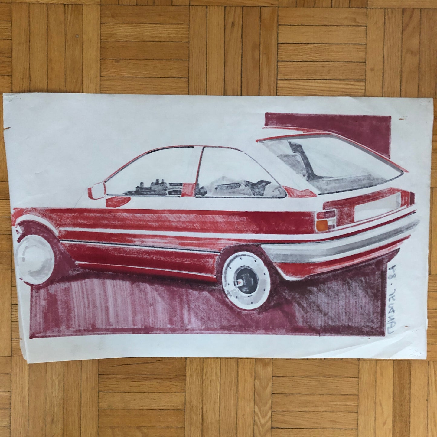 Styling Concept Automobile Illustration Art Drawing Sketch 1984 Luc LANDUYT Ford