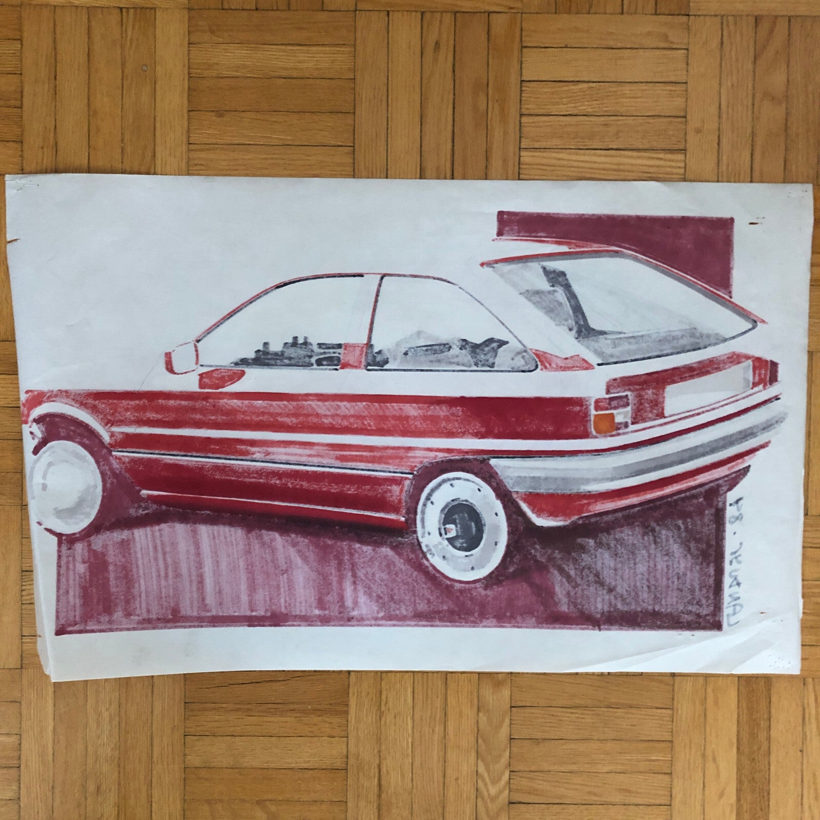 Styling Concept Automobile Illustration Art Drawing Sketch 1984 Luc LANDUYT Ford