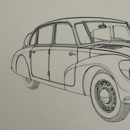 Vintage Tatra Car Automobile Illustration Art Drawing Hand Drawn Robert Preis