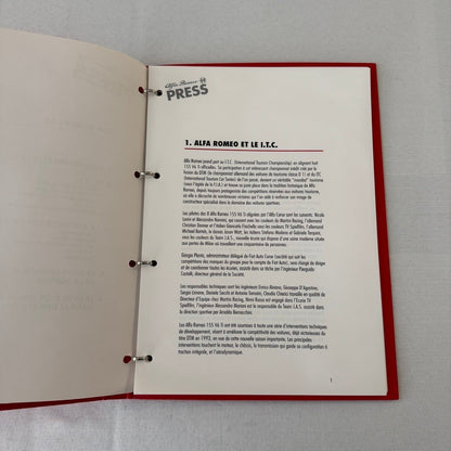 1996 Alfa Romeo 155 V6 ITC Racing Press Kit Brochure Photos Martini FRENCH