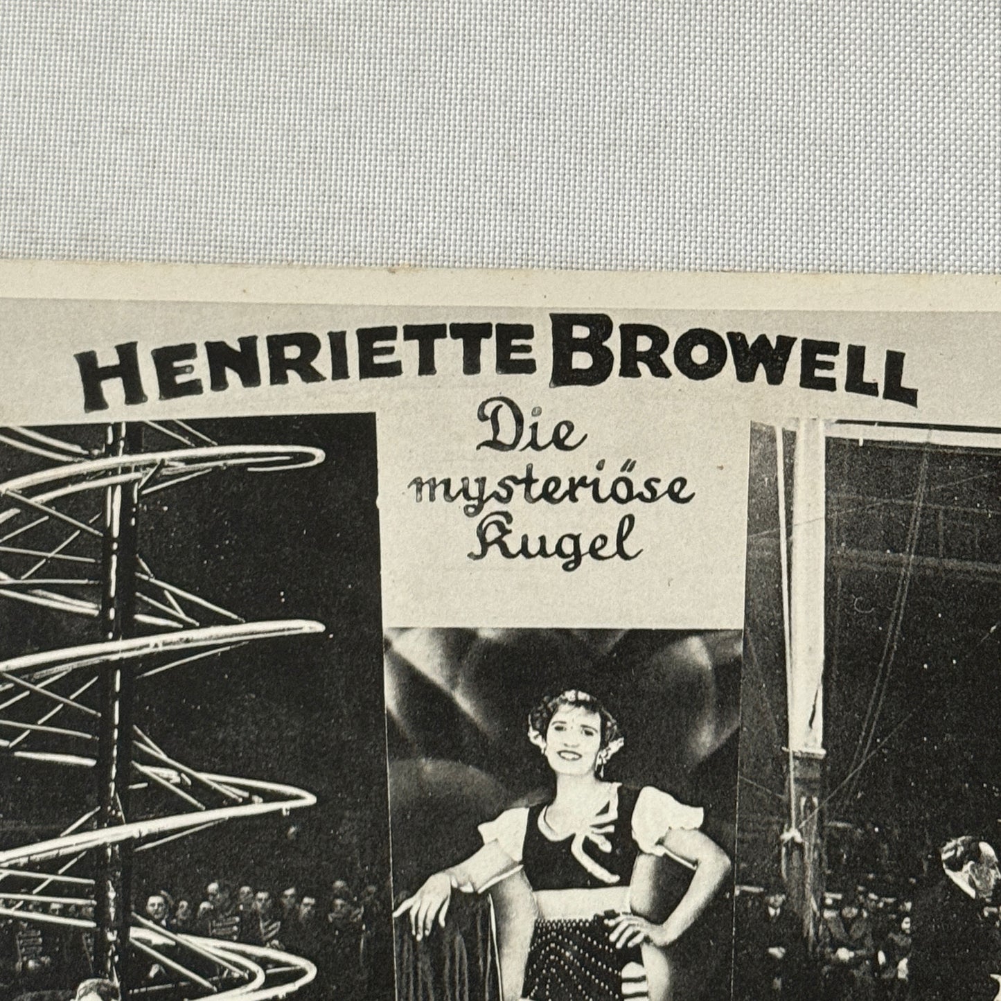 Vintage Circus Danger Act Postcard Post Card Henriette Browell in Ball