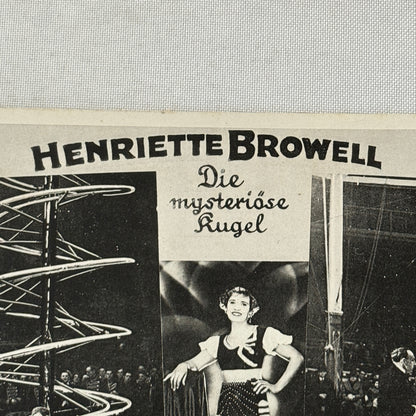 Vintage Circus Danger Act Postcard Post Card Henriette Browell in Ball