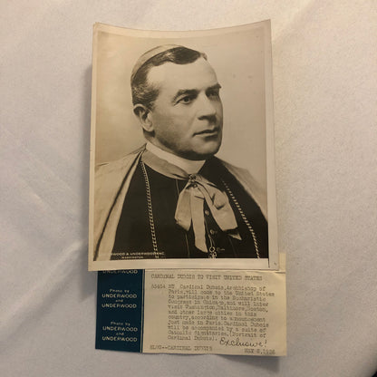 1926 Press Photo Cardinal Dubois Archbishop of Paris Catholic Photograph