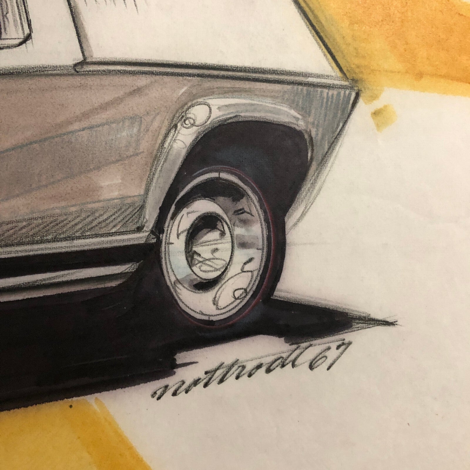 Styling Concept Car Illustration Art Drawing Sketch Vintage 1967 Nottrodt