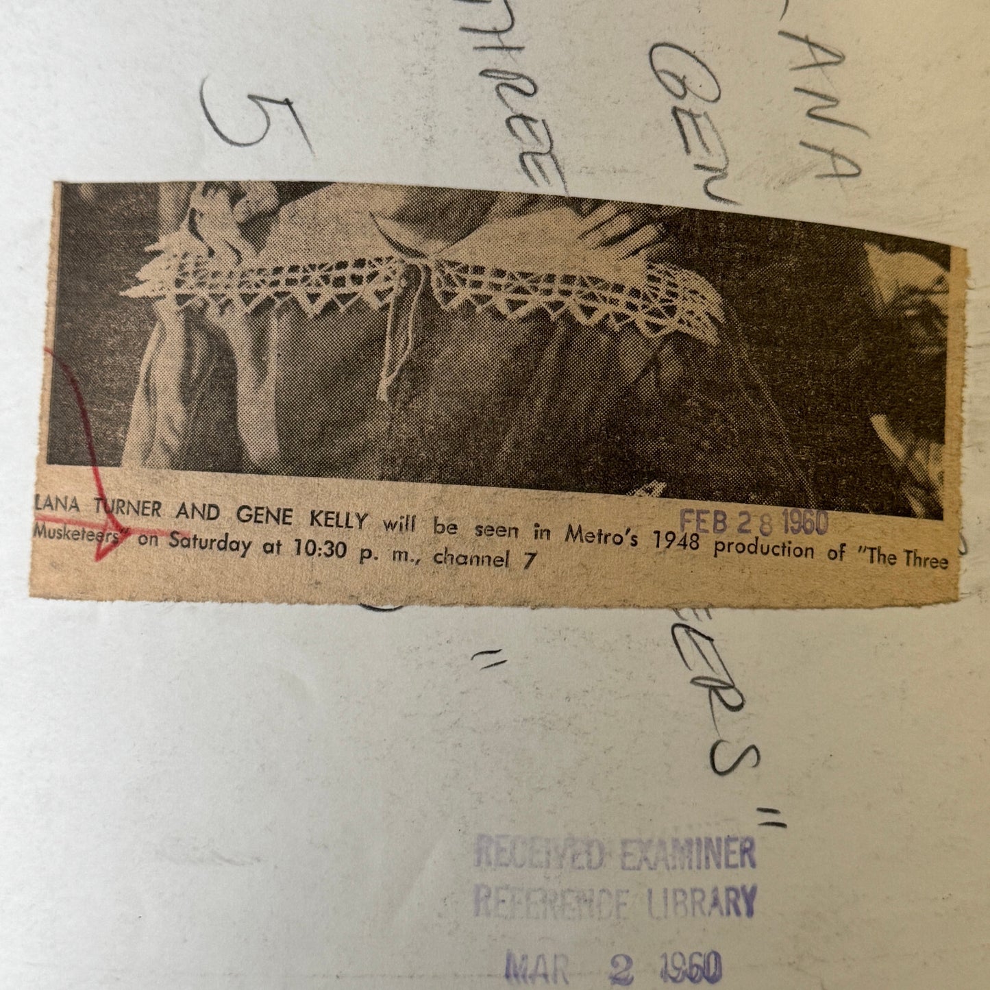 Vintage Movie Press Photo Photograph Three Musketeers Lana Turner Gene Kelly