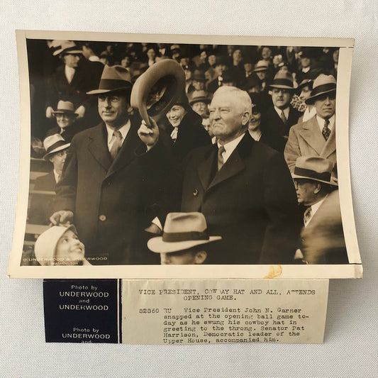 Press Photo Photograph John N Garner Vice President at Baseball Game Roosevelt