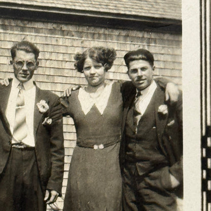 Vintage Photo Photograph Print Teenagers at Prom with Car Quebec Canada