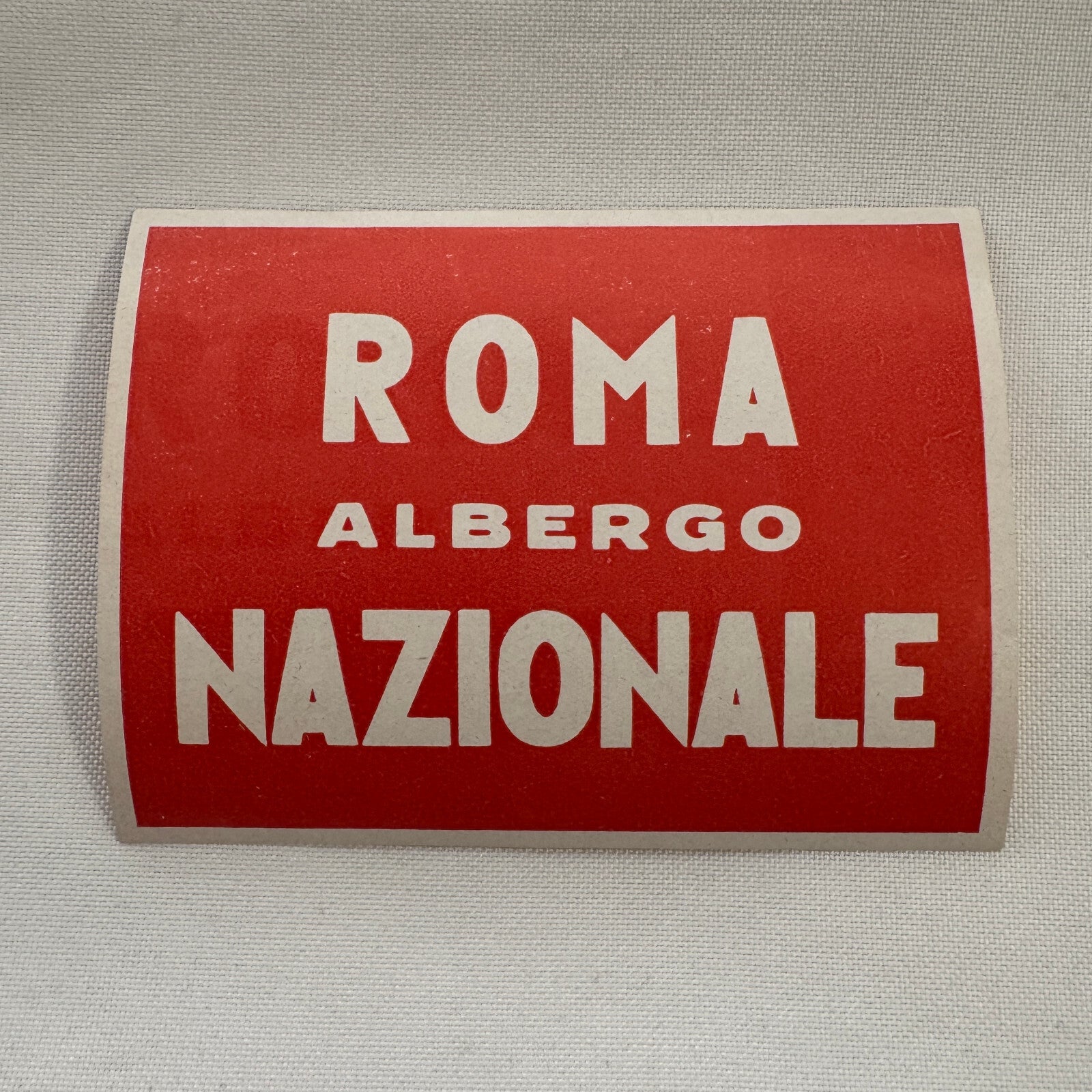 Vintage Travel Luggage Label Hotel Roma Albergo Nazionale Rome Italy Italian
