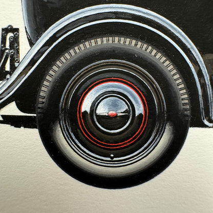 1936 Opel P4 Cabriolet Limousine Car Illustration Art Drawing Hand Drawn