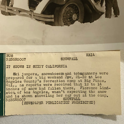 Press Photo Photograph Automobile Car in California Snow Storm Underwood Photo
