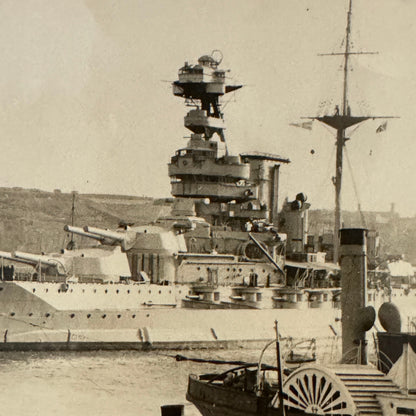 Vintage Military Ship Photo Photograph Print HMS Queen Elizabeth Battleship 1936