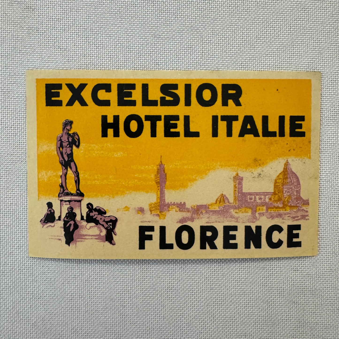 Vintage Hotel Travel Luggage Label Excelsior Hotel Florence Italy Italian Italie