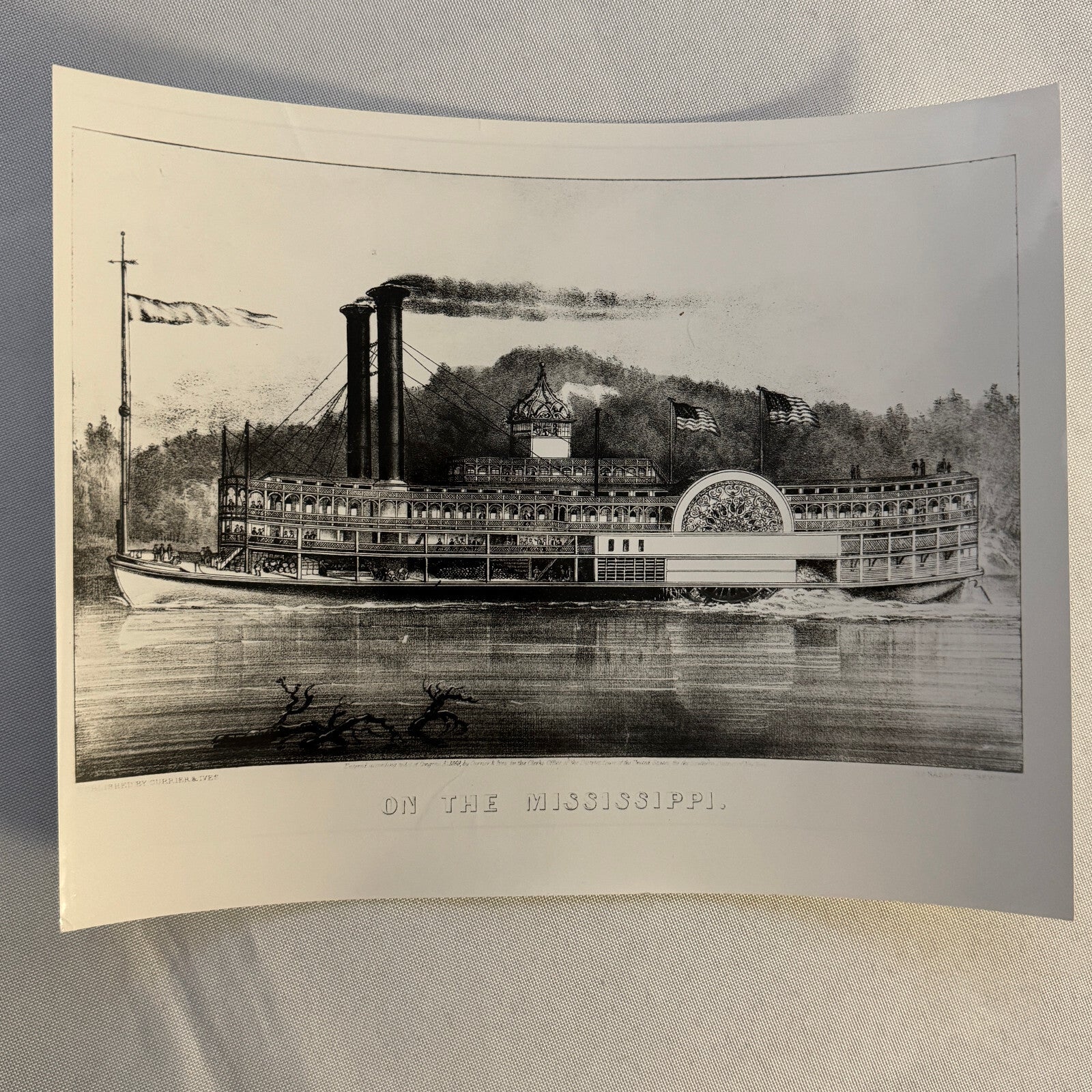 Vintage Photo Photograph Steamboat Boat Ship Mississippi Currier & Ives