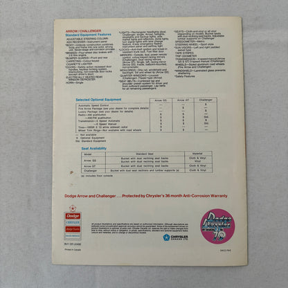 1979 Dodge Challenger and Dodge Arrow Sales Brochure Catalog