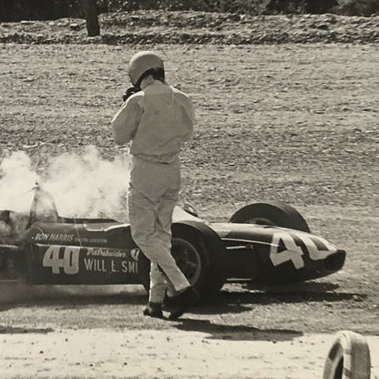 Vintage Car Racing Photo Photograph - Car on Fire - Ron Harris Racing 