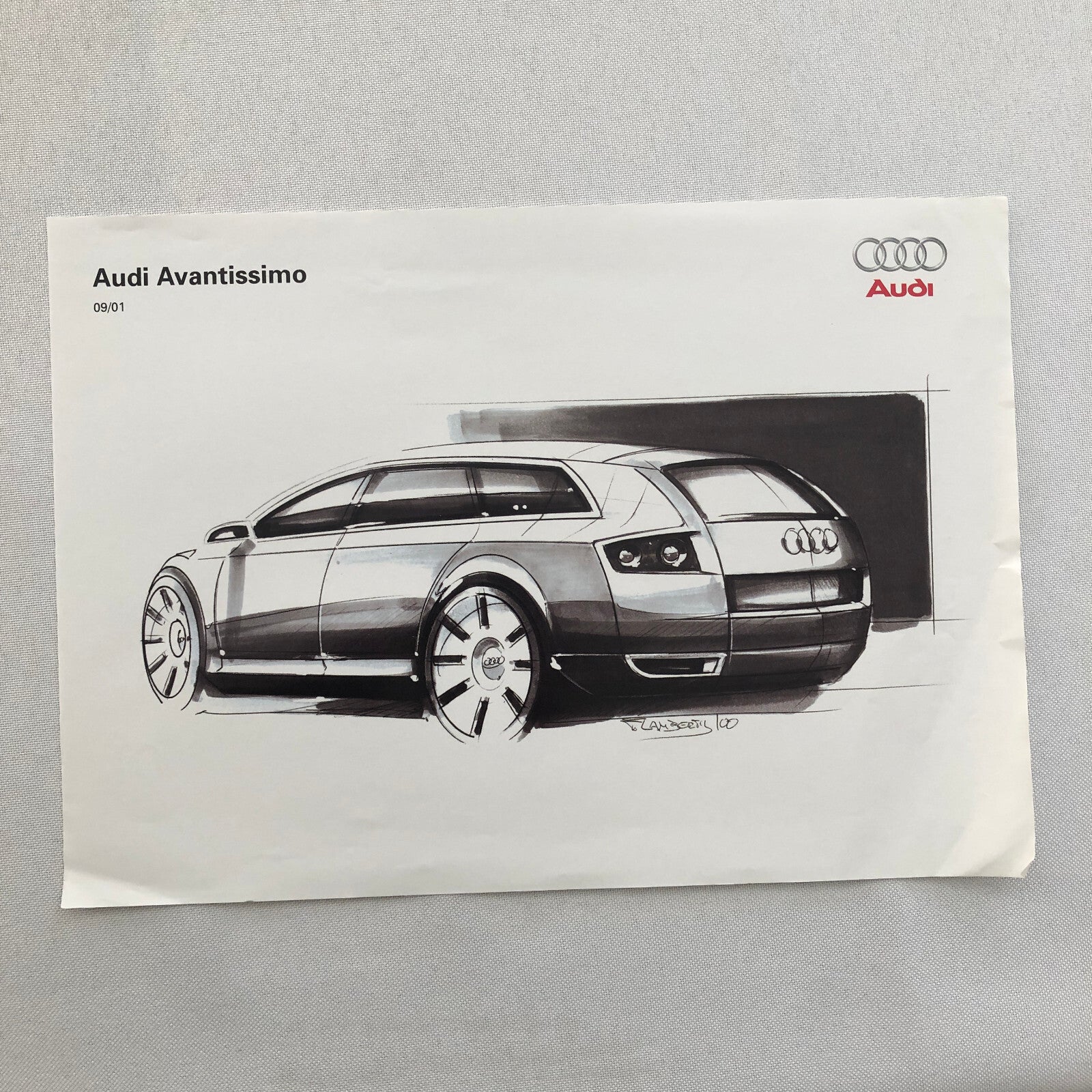 Audi Avantissimo Concept Car Station Wagon Press Kit Photo and Sketch Print Lot