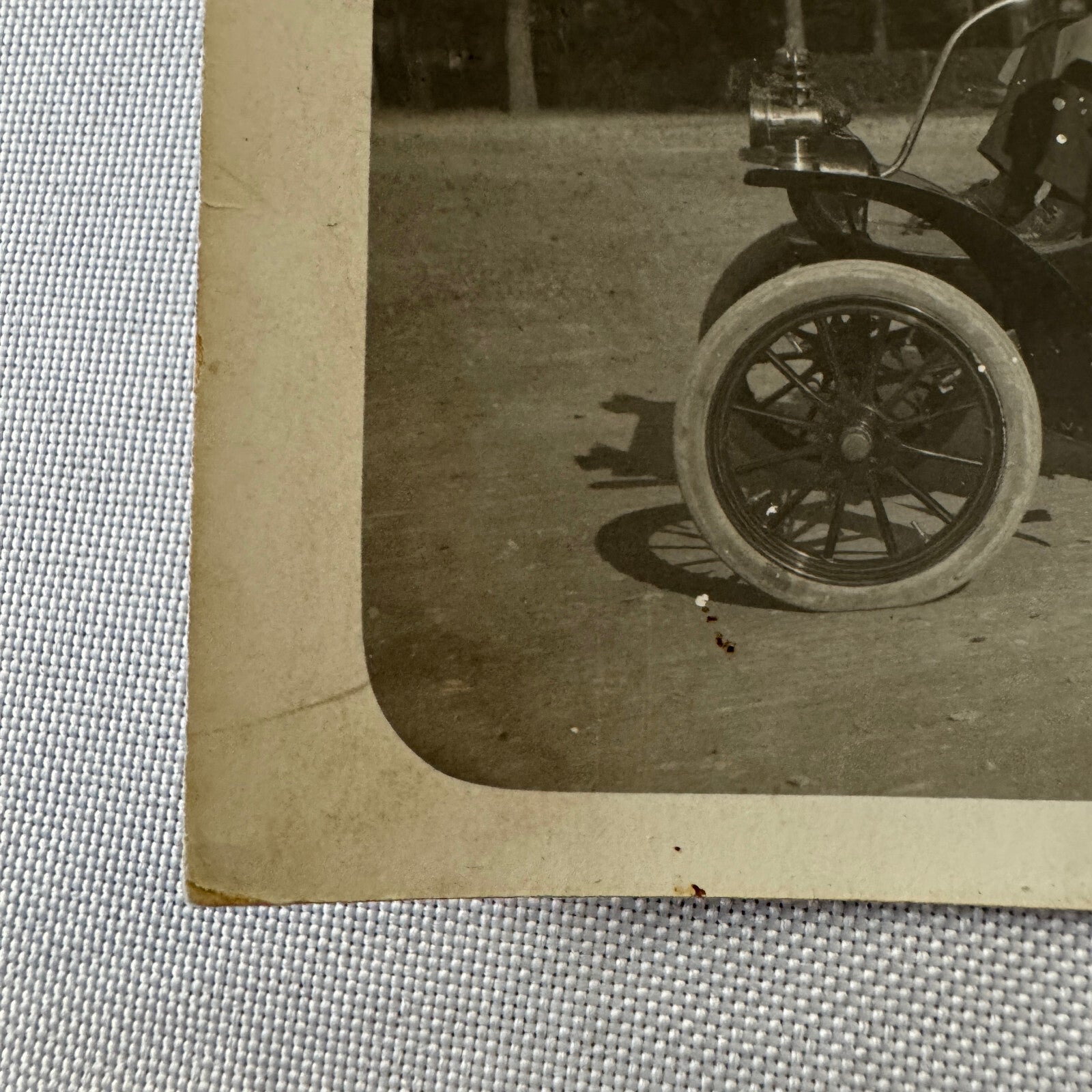 Vintage French Real Photo Postcard Post Card RPPC Man in Automobile Car Posted