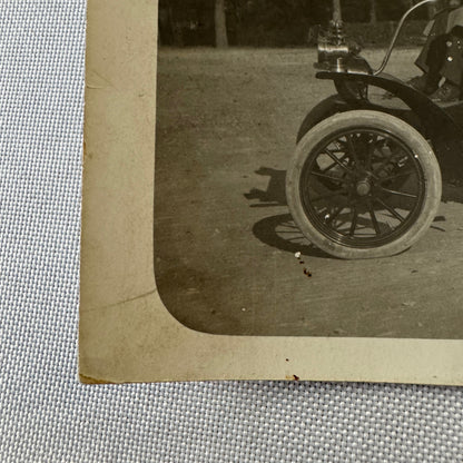 Vintage French Real Photo Postcard Post Card RPPC Man in Automobile Car Posted