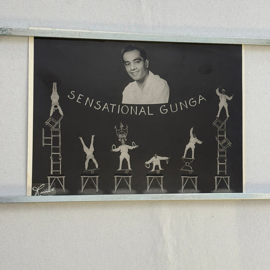Vintage Circus Photo Acrobat Juggling Balancing Act Sensational Gunga Photograph