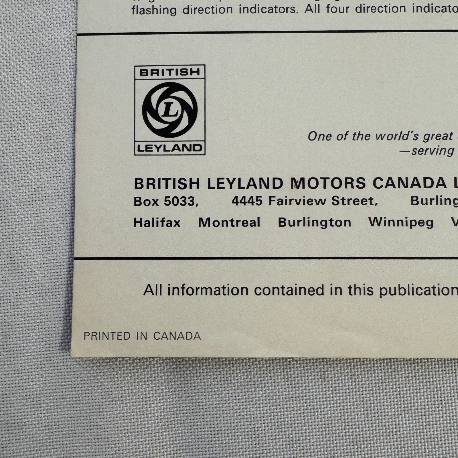 Jaguar XJ12L Sales Brochure Catalog Advertising Jaguar XJ British Leyland Canada