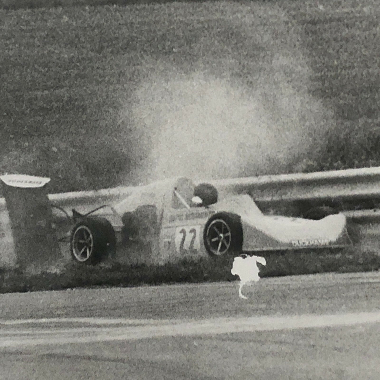 Vintage Racing Car Crash Photo Photograph Print 1974
