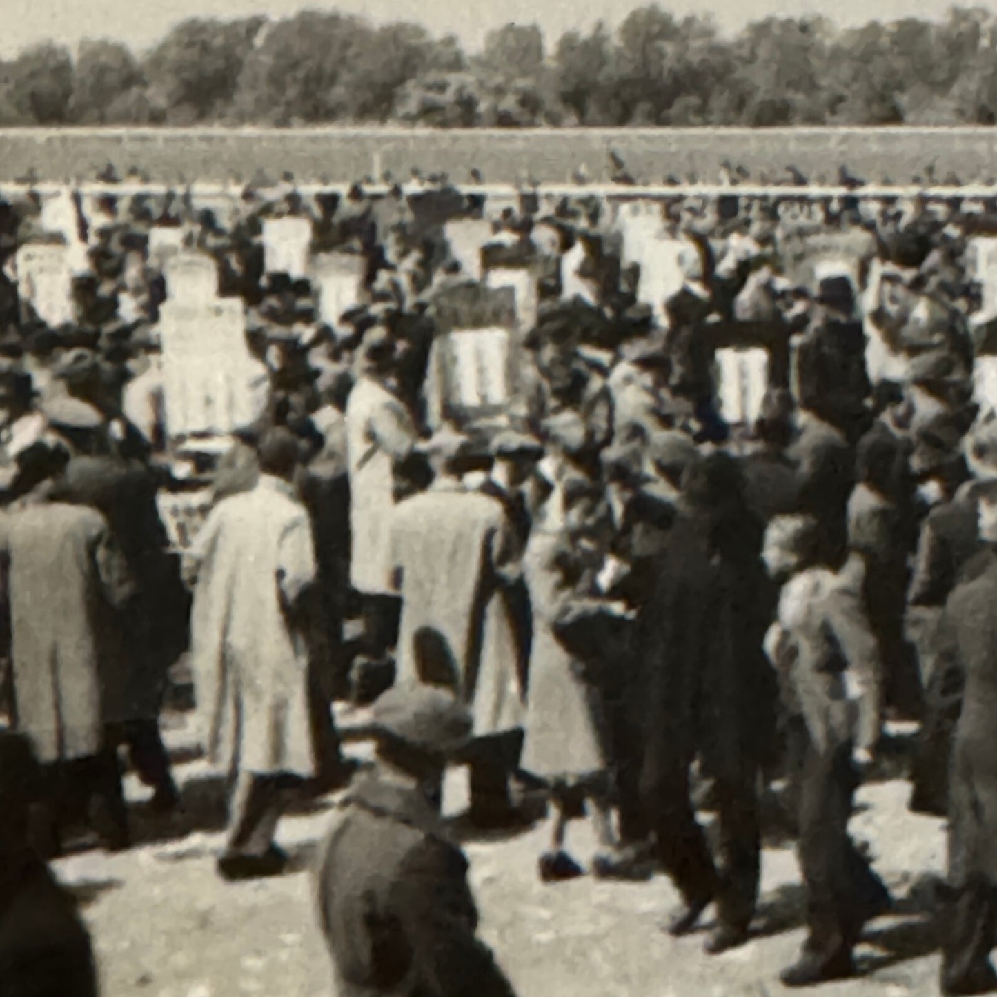 Vintage Photo Photograph Crowd at Horse Racing Track
