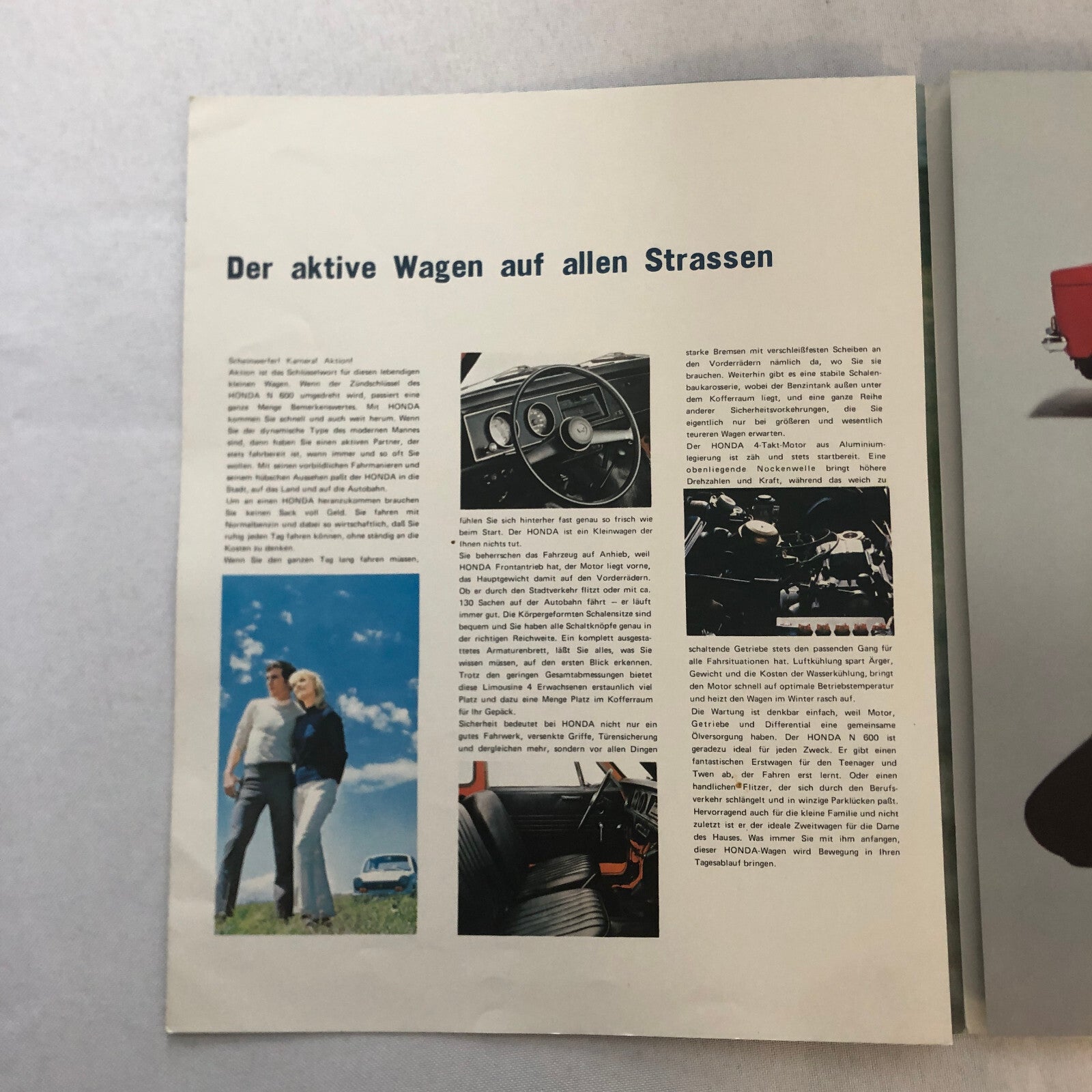 Honda N600 Touring Car Sales Brochure Catalog GERMAN Text European Vintage