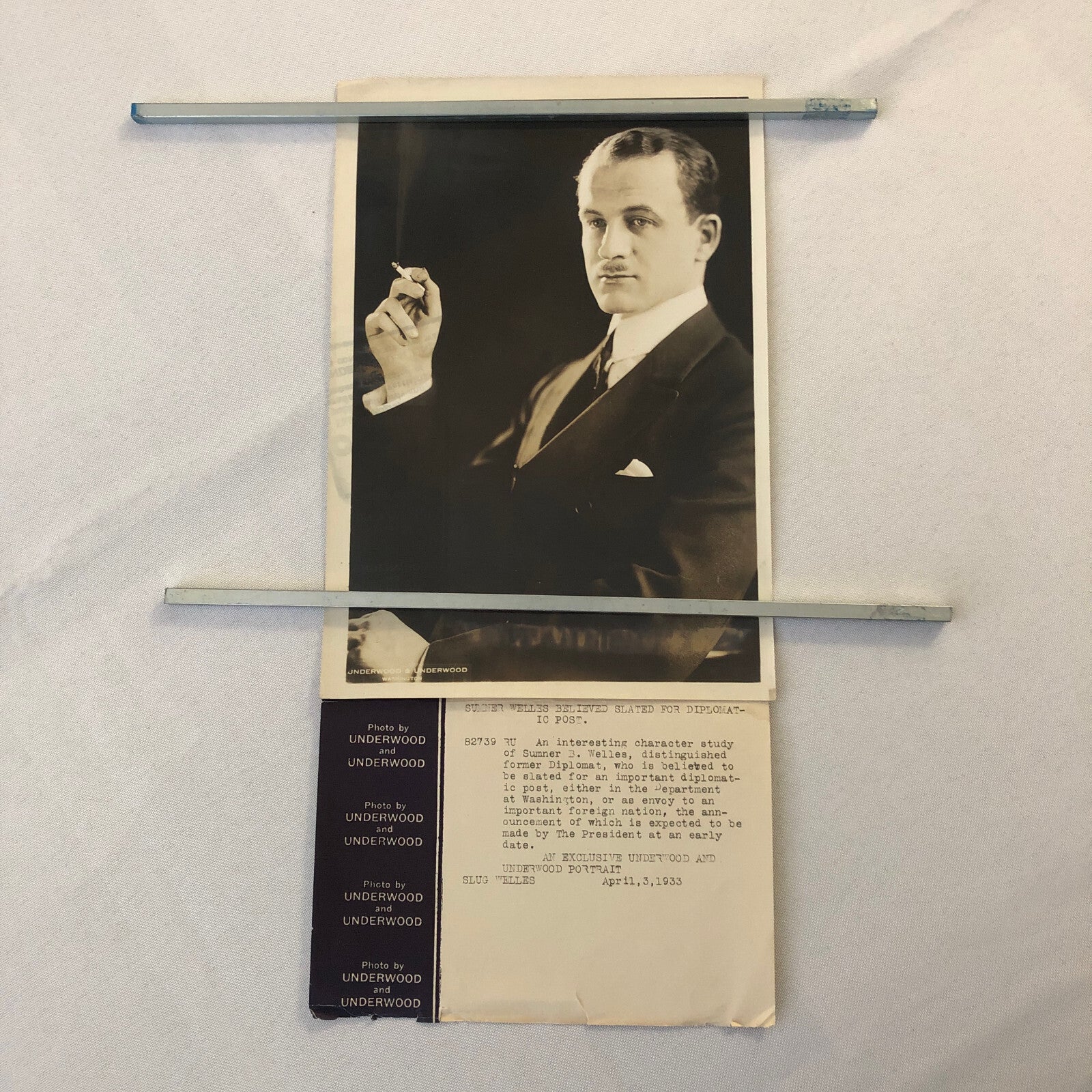 Press Photograph Photo Diplomat Sumner B Welles Portrait President Roosevelt