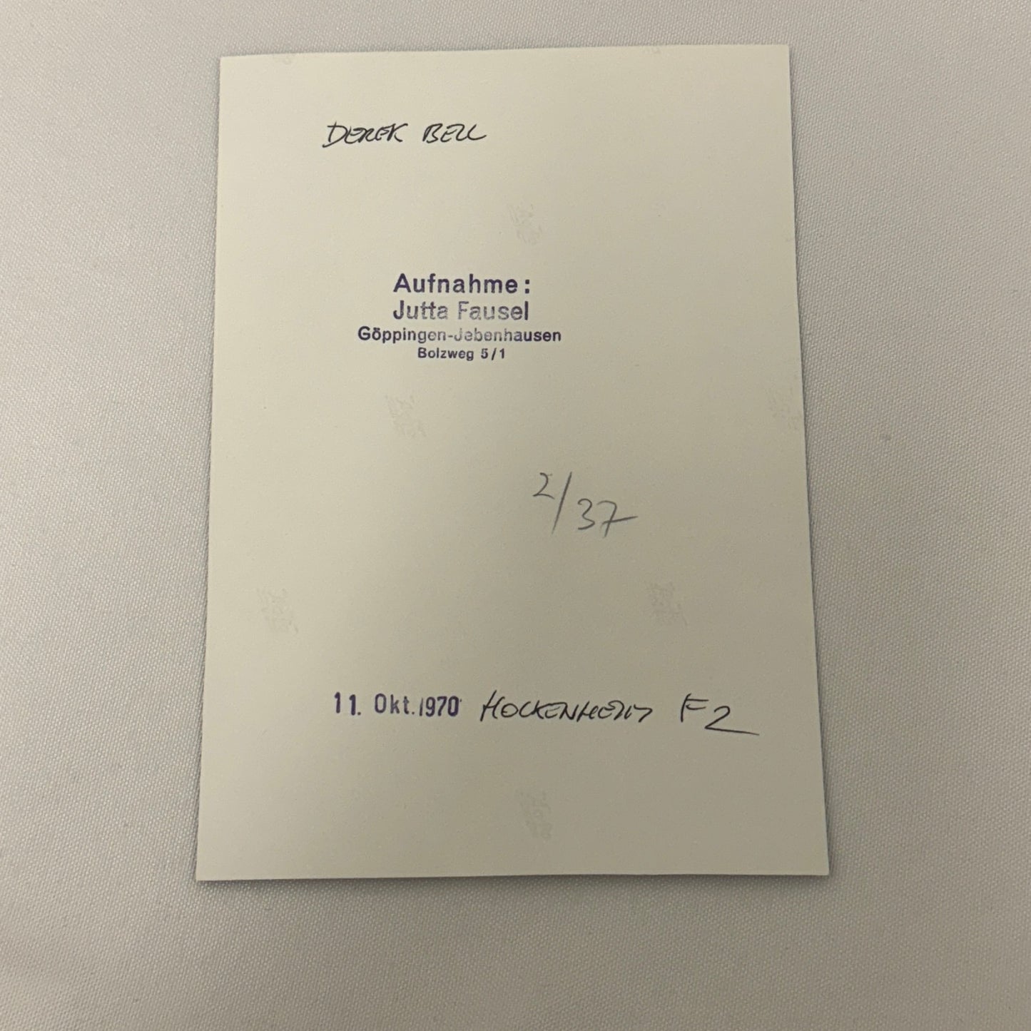 Vintage Racing Photo 1970 Hockenheim F2 Race Derek Bell Driver Motorsport