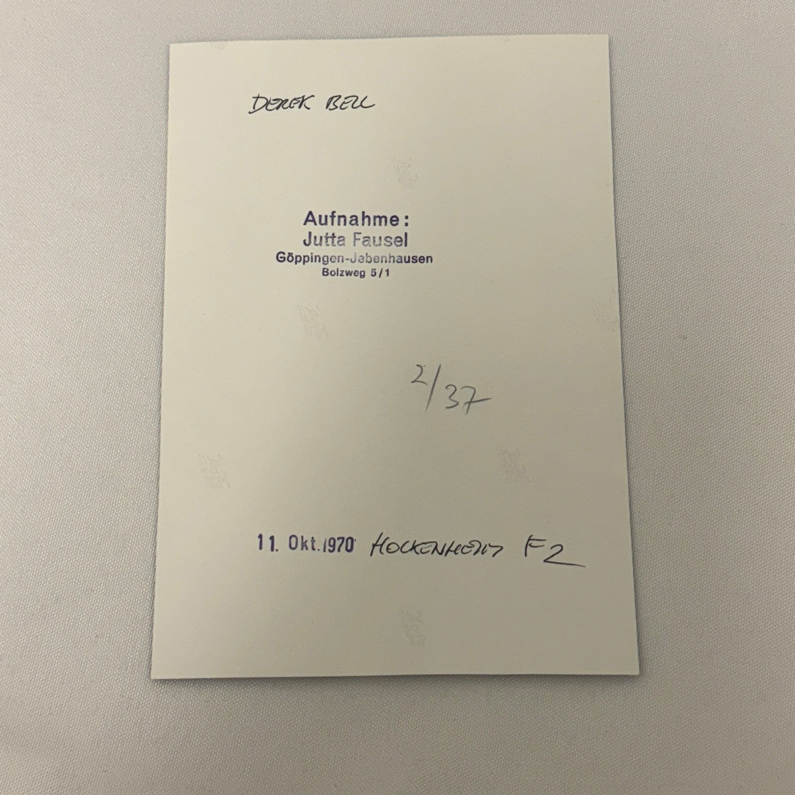 Vintage Racing Photo 1970 Hockenheim F2 Race Derek Bell Driver Motorsport