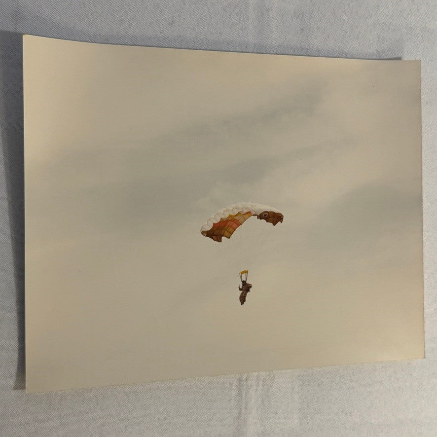 Vintage Skydiving Parachute Photo Large Format Aviation Photograph 1970s-80s