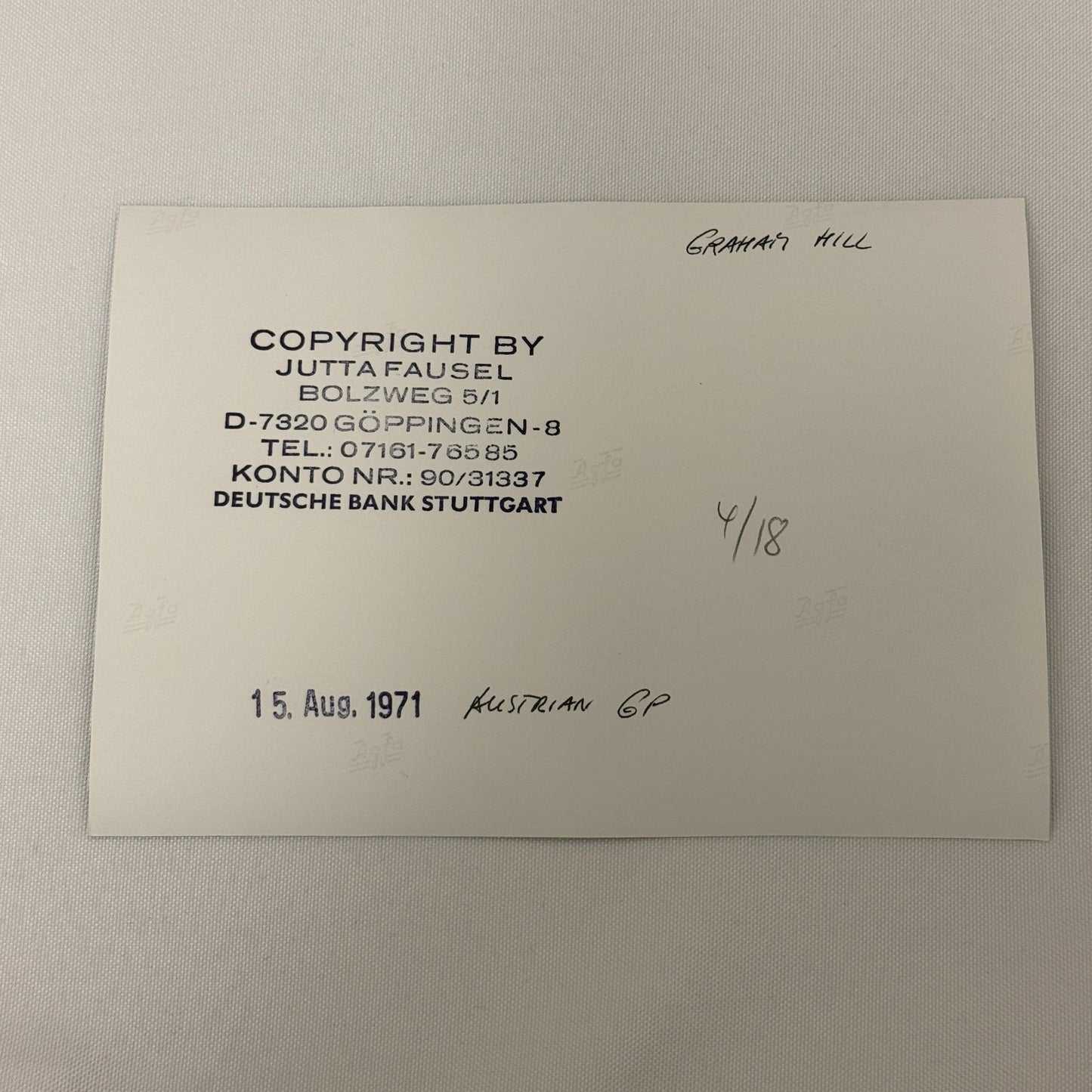 Vintage Racing Photo 1971 Austrian Grand Prix Graham Hill Motorsport Photograph