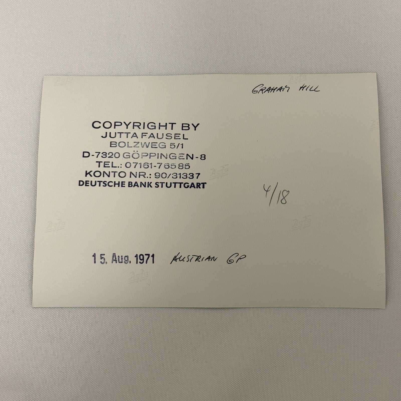 Vintage Racing Photo 1971 Austrian Grand Prix Graham Hill Motorsport Photograph