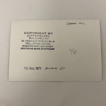 Vintage Racing Photo 1971 Austrian Grand Prix Graham Hill Motorsport Photograph