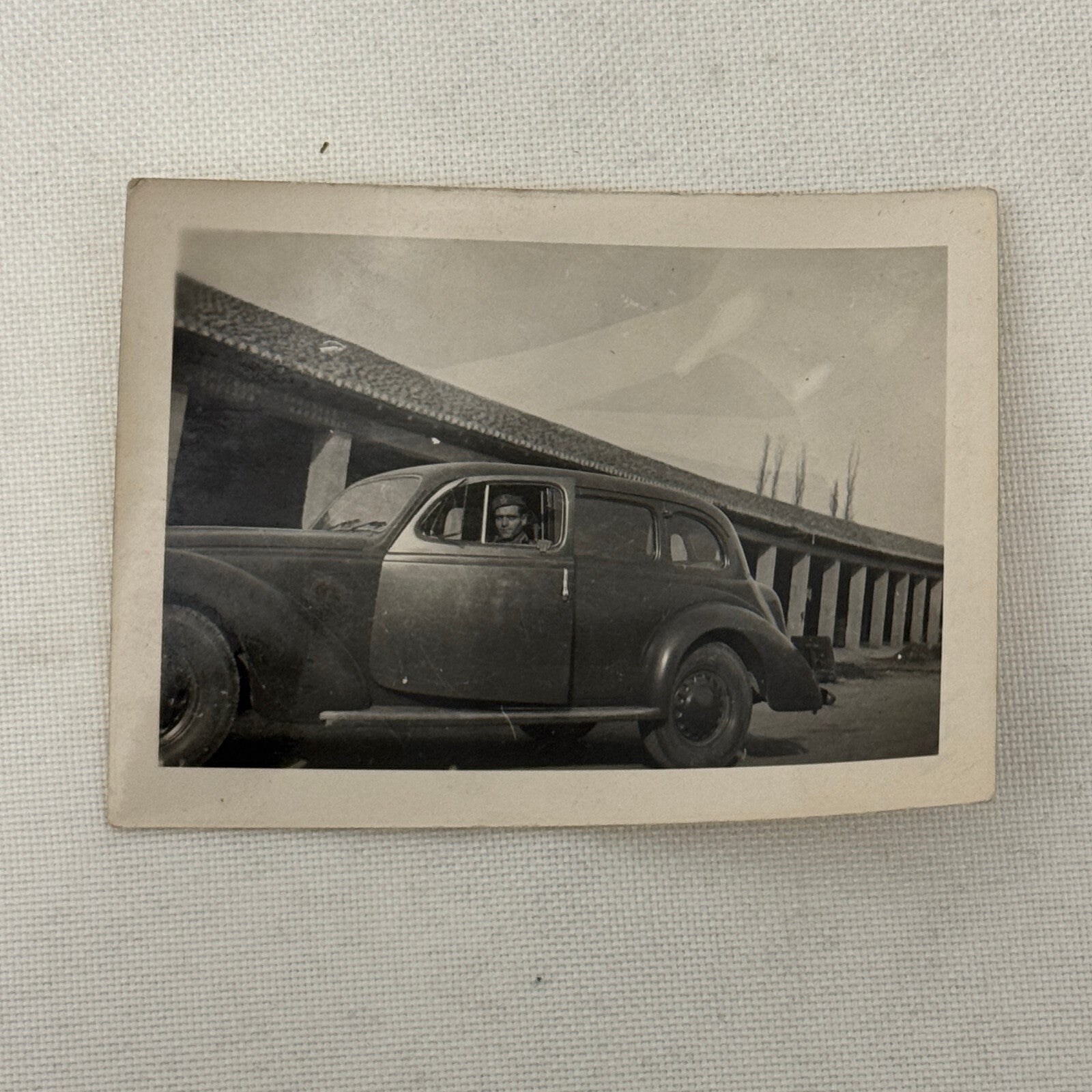 Vintage Photo Photograph Print Man in Early Automobile Car