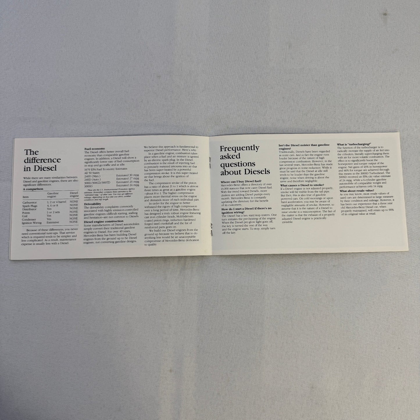 1979 Mercedes Benz Diesel Car Sales Brochure Catalog 240D 300D 300TD Wagon 300SD