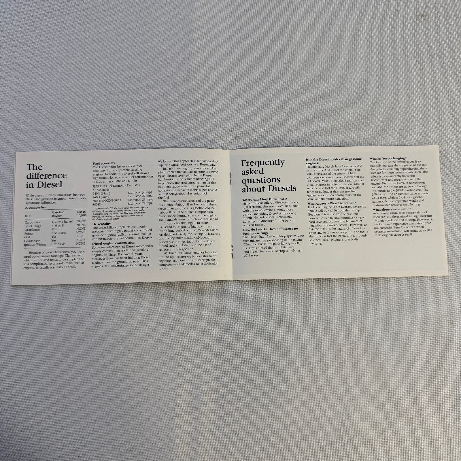 1979 Mercedes Benz Diesel Car Sales Brochure Catalog 240D 300D 300TD Wagon 300SD