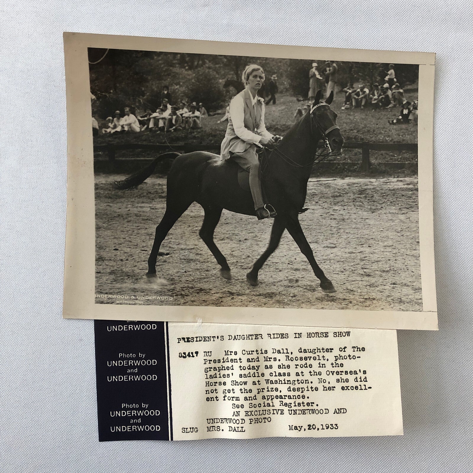 Press Photo Photograph President Franklin Roosevelt Daughter Riding Horse 1933