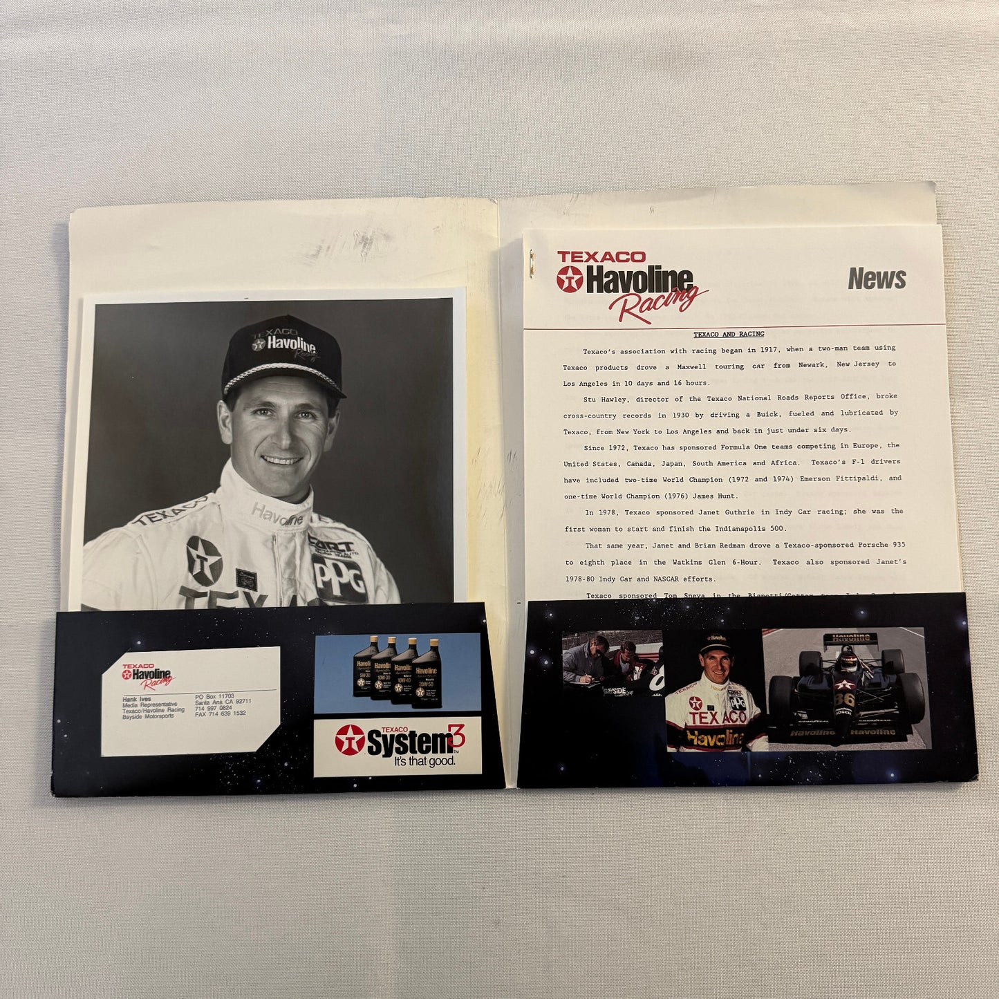 1990 Texaco Racing Team Indy CART Press Kit Brochure Photos Dominic Dobson