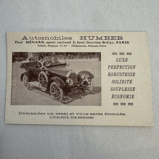 Automobiles HUMBER Advertisement Ad Vintage Car Automobile Humber Car