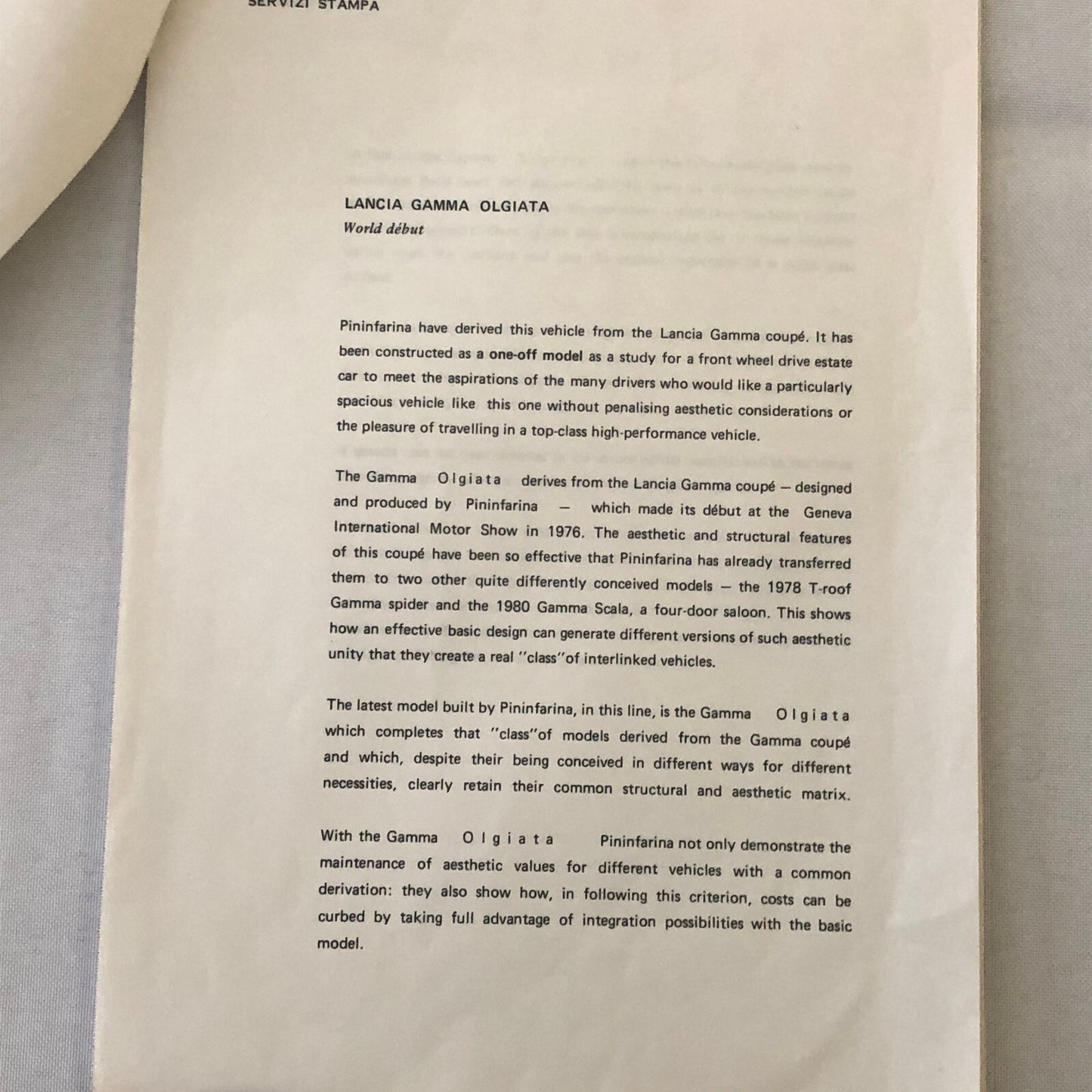 1982 Pininfarina Design Press Kit Photos Lancia Gamma Fiat Spider Talbot Samba