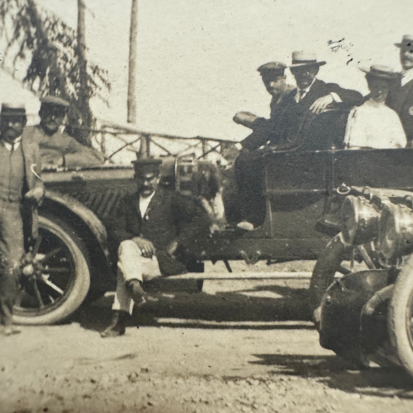 Vintage Real Photo Postcard RPPC People with Early Automobile Car Vehicle
