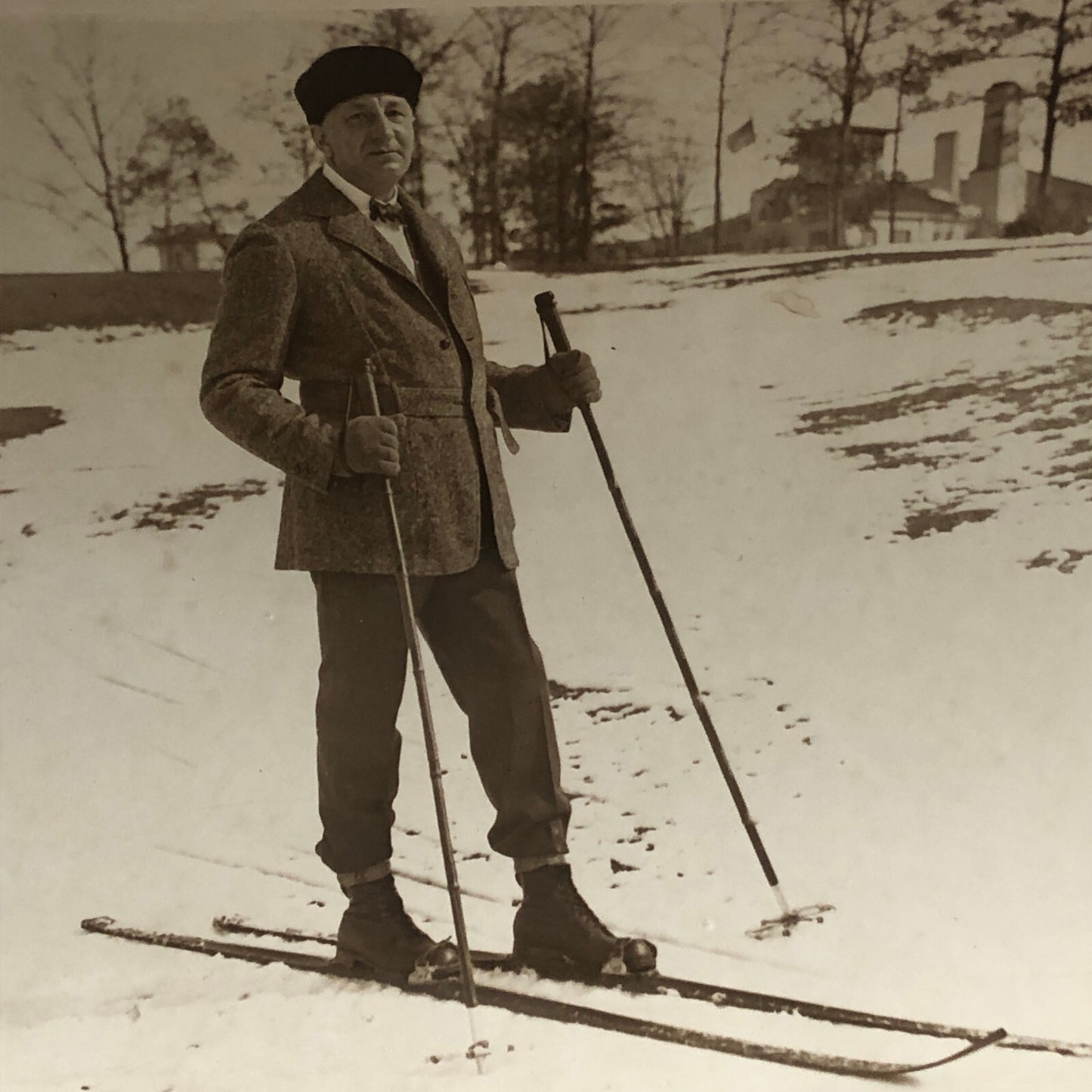 Press Photo Photograph Man Skiing Skis Ski Underwood and Underwood Photo