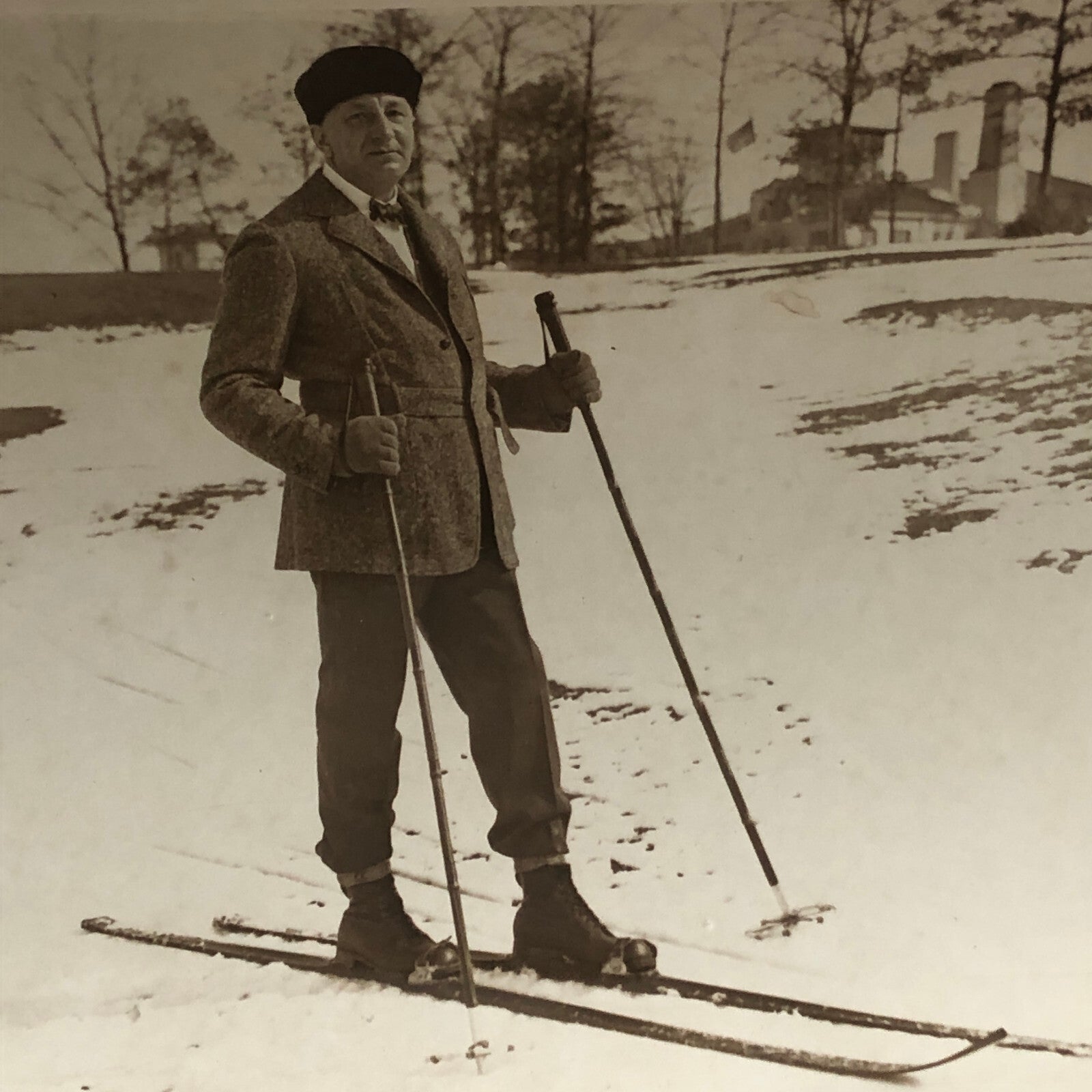 Press Photo Photograph Man Skiing Skis Ski Underwood and Underwood Photo