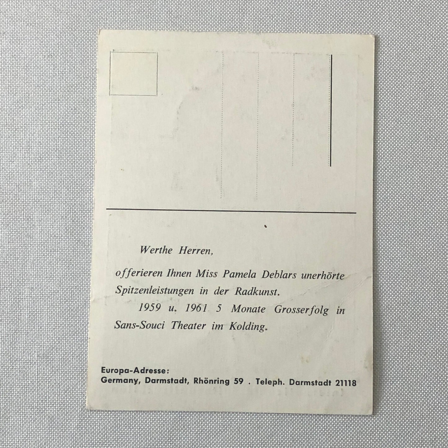 Circus Bicycle Act Performer Postcard Post Card Miss Pamela Olliver