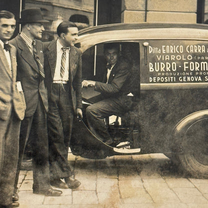 Vintage Photograph Photo Men with Delivery Van Antique Italian