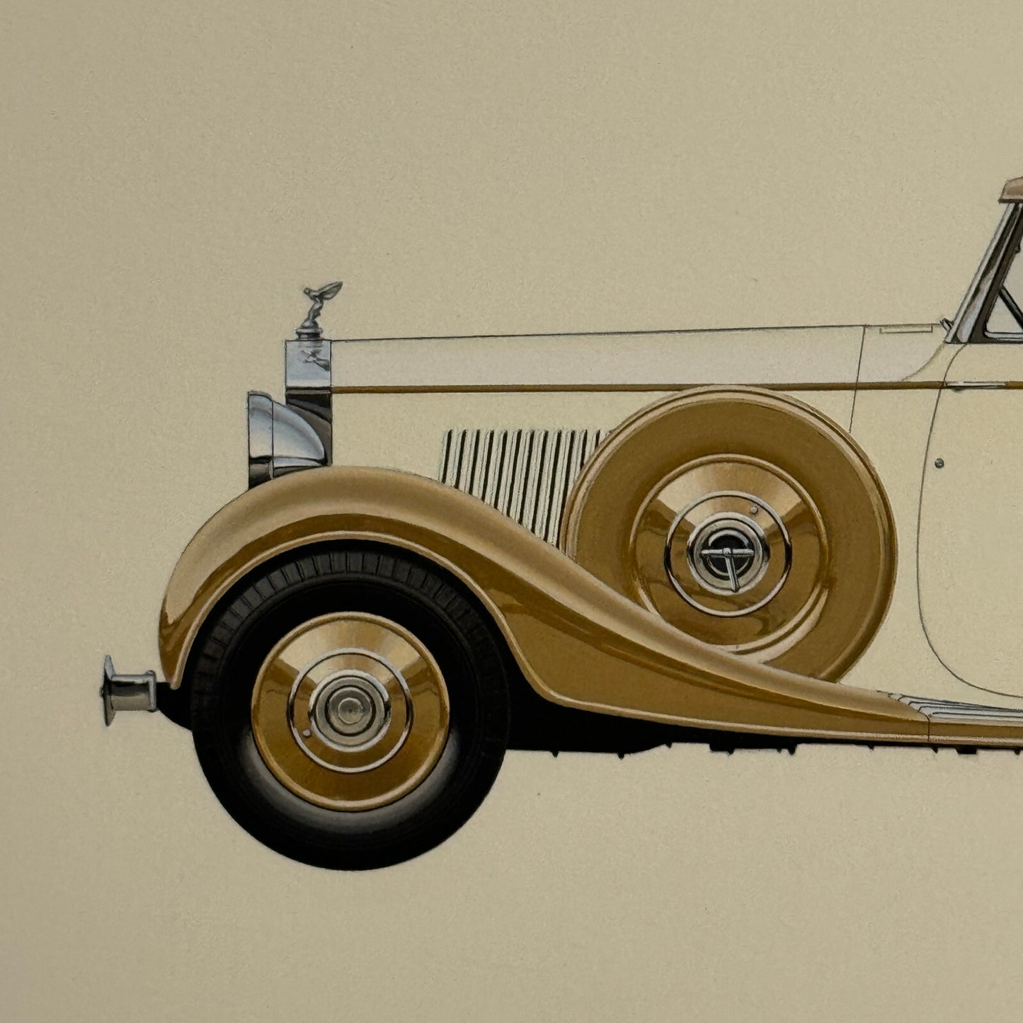 1938 Rolls Royce Phantom III Thrupp & Maberly Illustration Hand Drawn Art