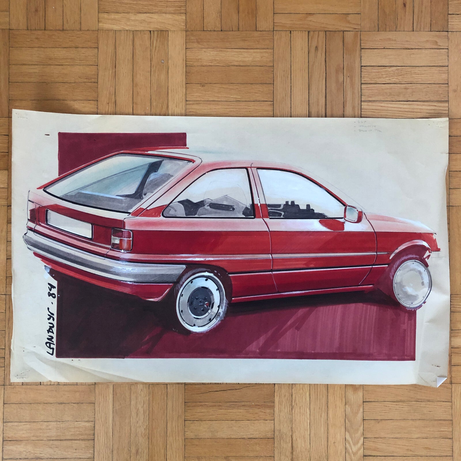 Styling Concept Automobile Illustration Art Drawing Sketch 1984 LANDUYT Ford ?