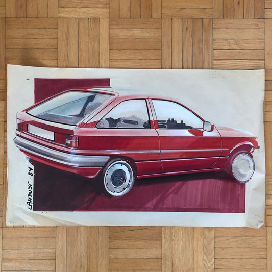 Styling Concept Automobile Illustration Art Drawing Sketch 1984 LANDUYT Ford ?