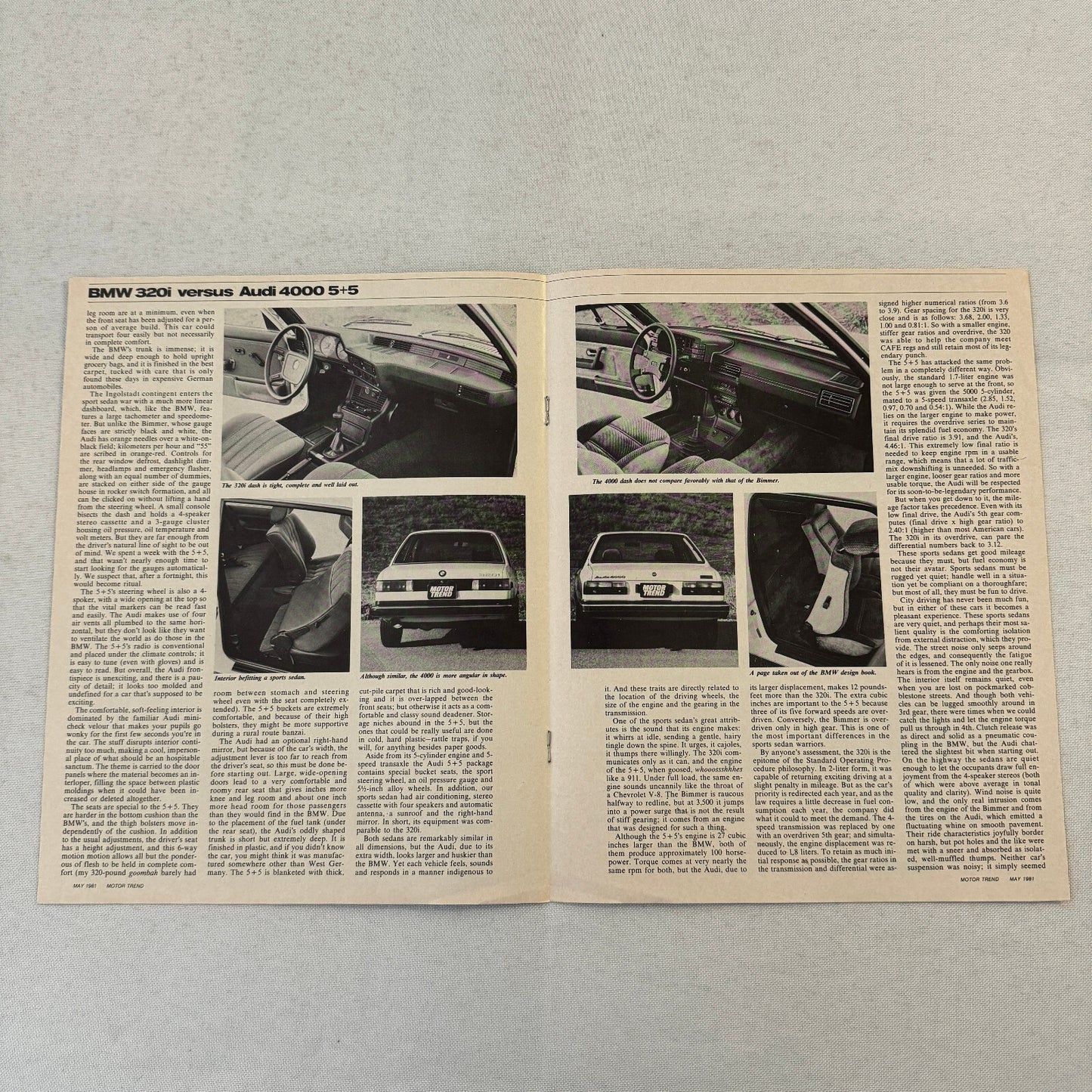 1981 Audi 4000 Car Sales Brochure Road Test Delorean BMW 320i Motor Trend